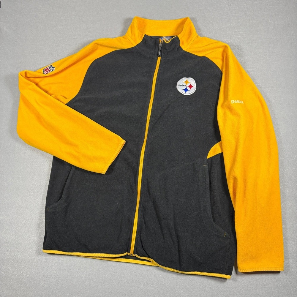 Reebok Pittsburgh Steelers Fleece Jacket Men XL‎ Black Yellow Full Zip NFL